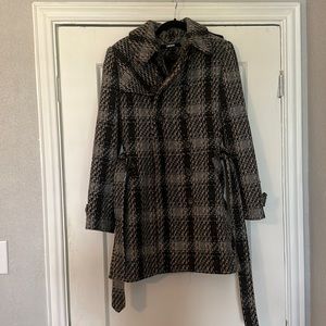 DKNY plaid trench coat